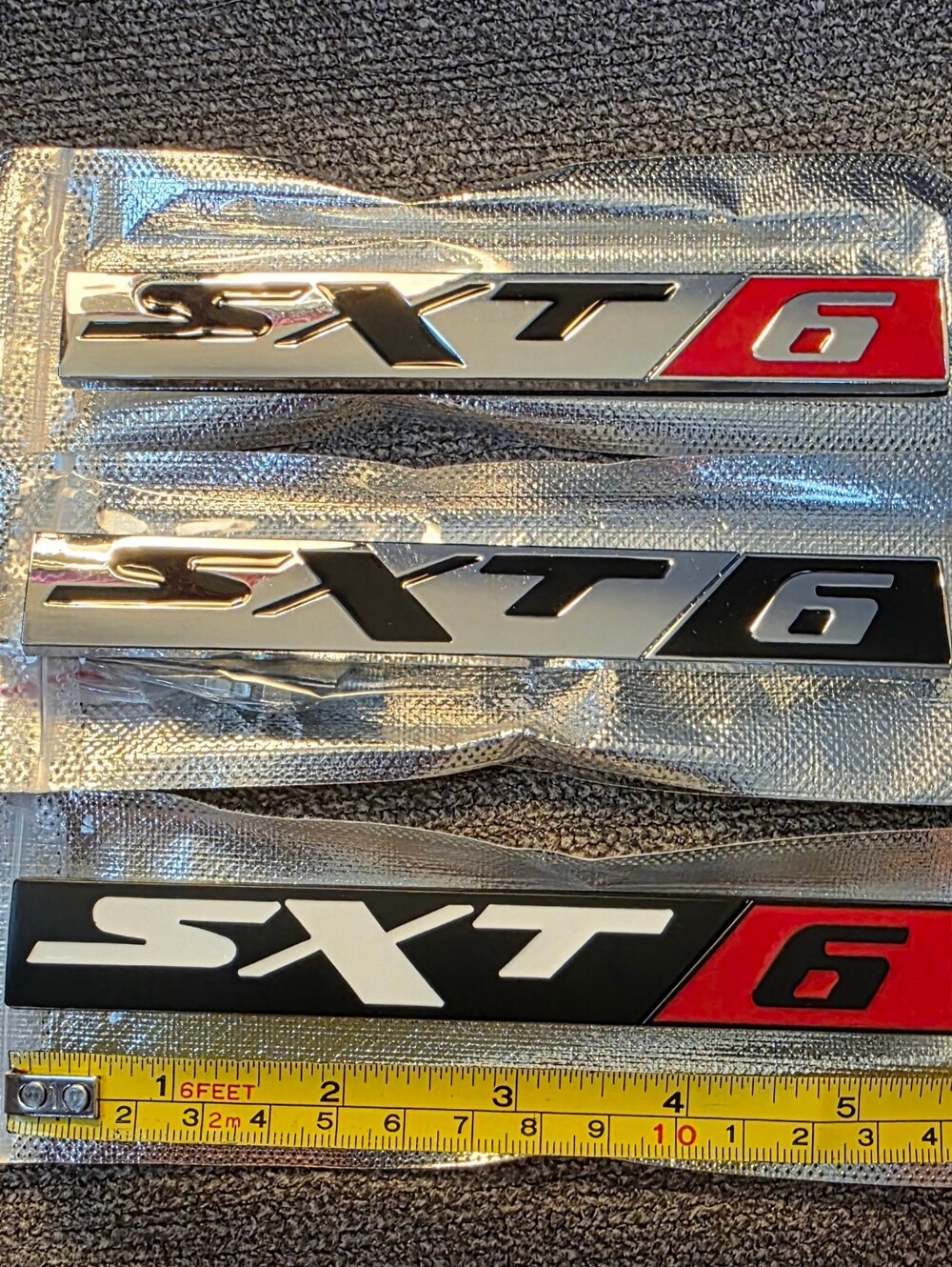 New Metal SXT6 Emblem Badge Adhesive Back Or With Grille Hardware